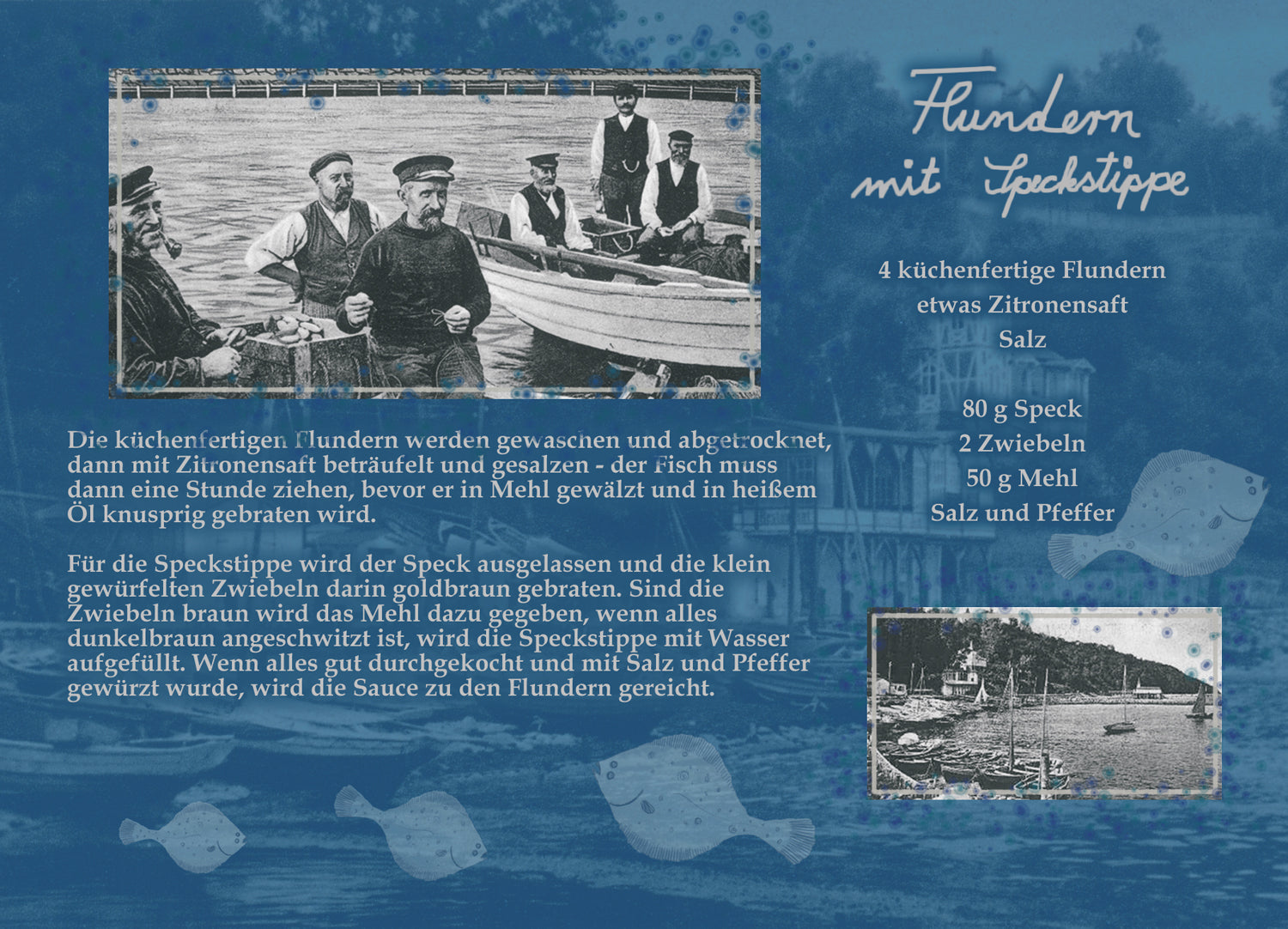 Postkarte gebratene Flunder – maritimer Gruß von Rügen
