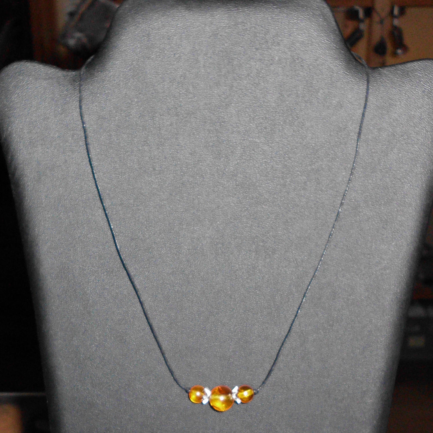 Collier aus Bernstein und Silber, 45 cm, Unikat