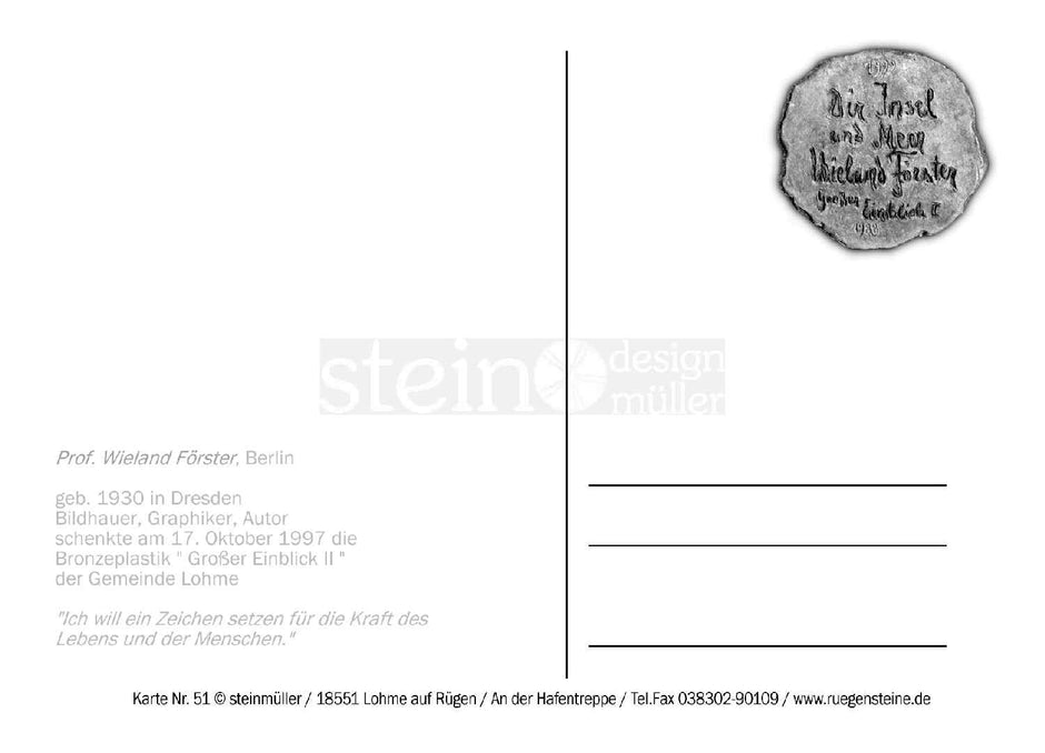 Postkarte von Rügen – Wellen und Muscheln in Velvet Blue