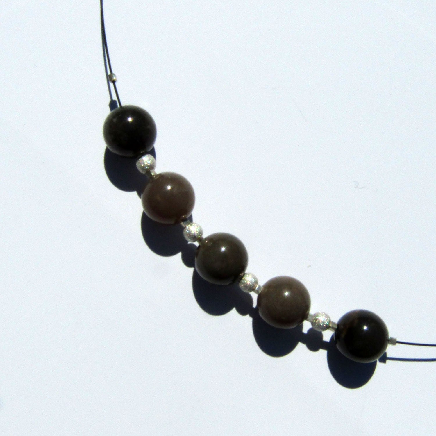Drahtcollier – Feuerstein & Silberperlen