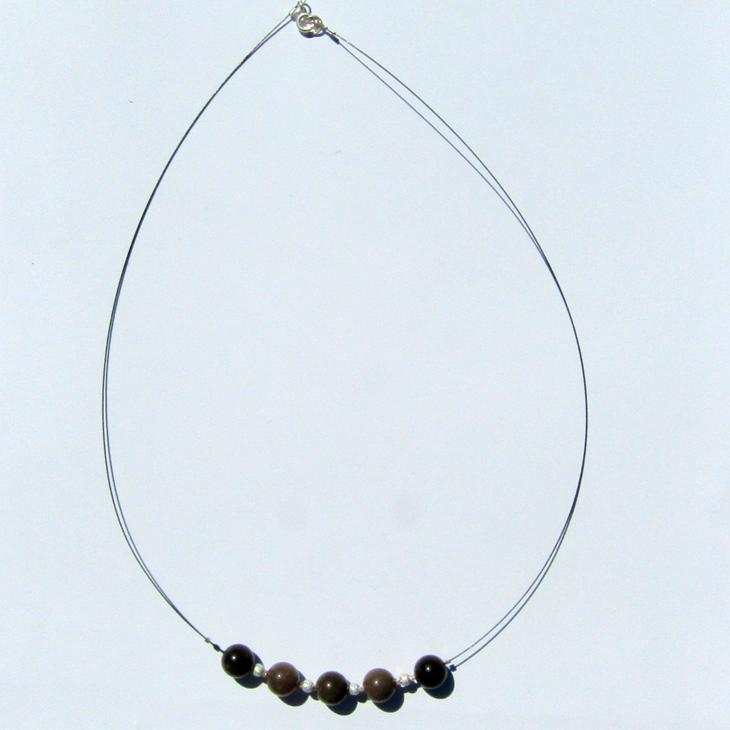 Drahtcollier – Feuerstein & Silberperlen