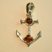 Anker-Anhänger aus Silber mit Bernstein, einzigartig