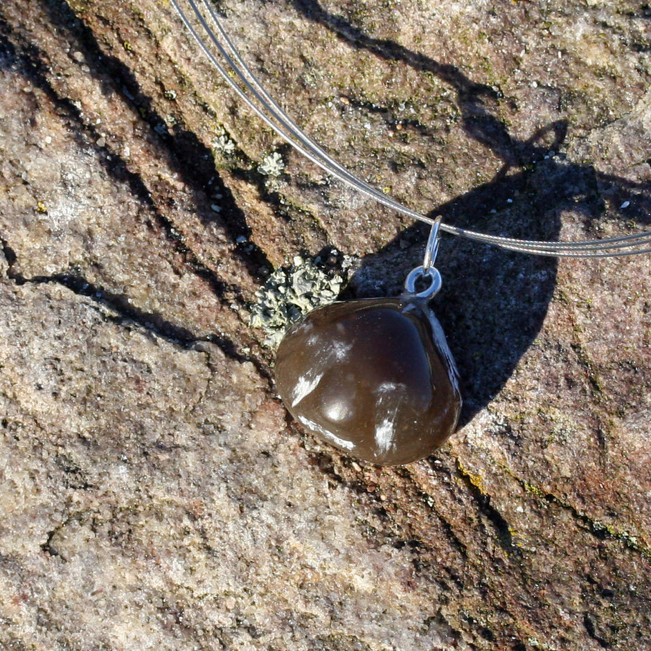 Fossil-Anhänger Brachiopode aus Feuerstein und Silber