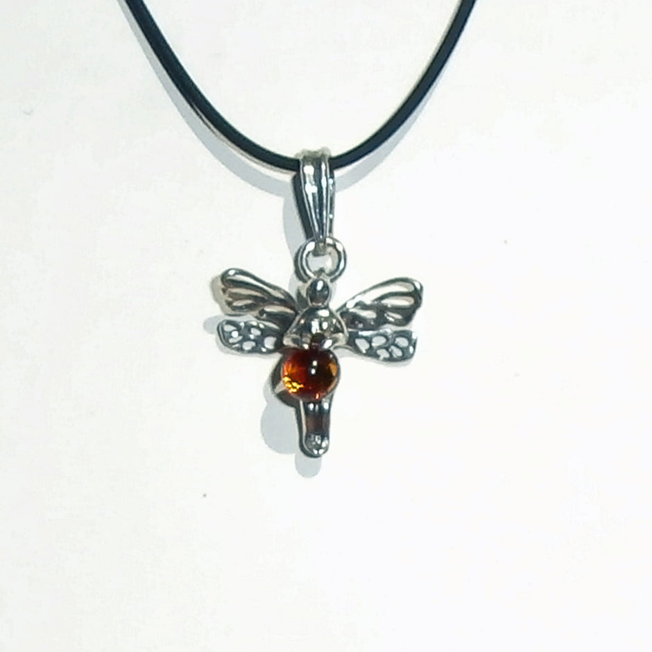 Einzelstück Glückselfe aus Silber mit Bernstein