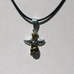 Silberanhänger mit grünem Bernstein, Unikat von Rügen