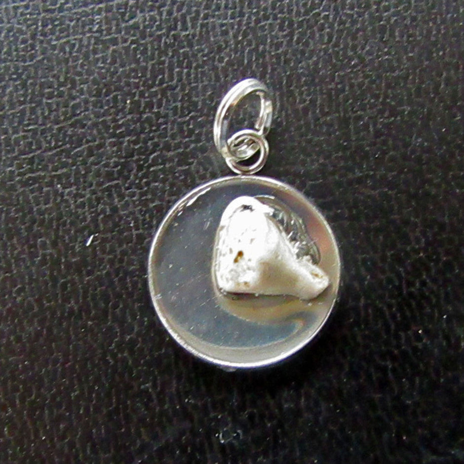 Runder Anhänger mit fossiler Koralle in Kunstharz