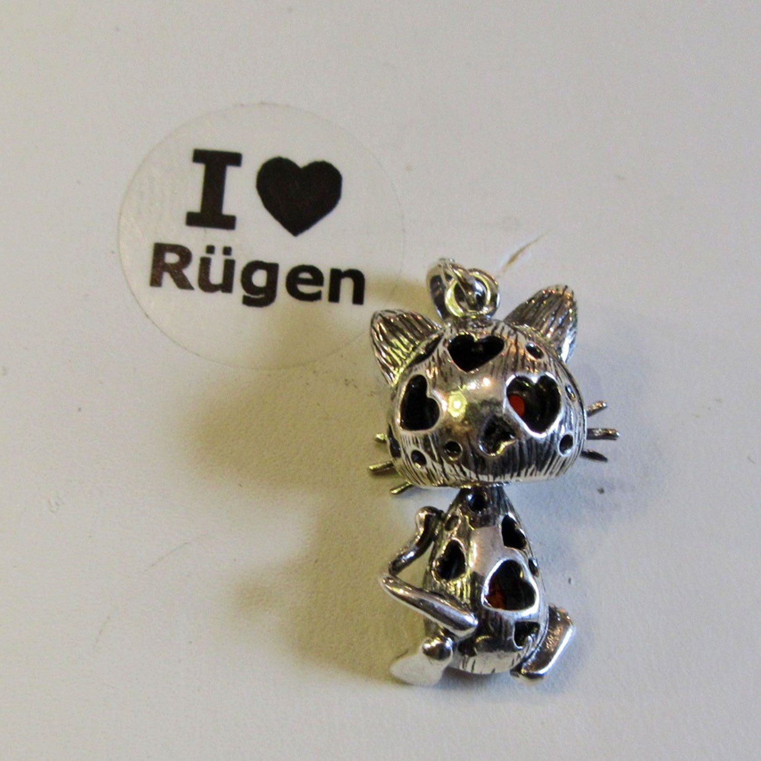 Silberanhänger Maus mit Bernstein, ein Unikat von Rügen