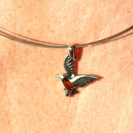 Silberanhänger Möwe mit Bernstein, Unikat von Rügen