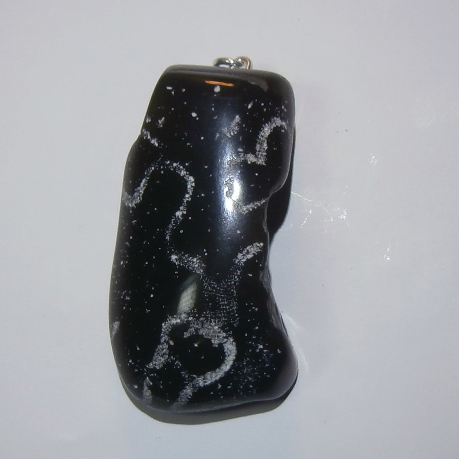 Fossil-Anhänger Moostierchen auf Feuerstein mit Silberöse