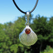 Silberanhänger Muschel mit Bernsteinperle, Unikat