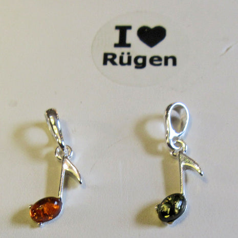 Silberanhänger Note mit Bernsteincabochon, Unikat