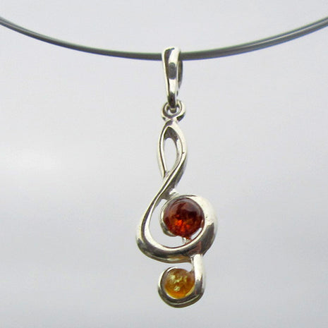 Feiner Silberanhänger mit Bernstein-Notenschlüssel