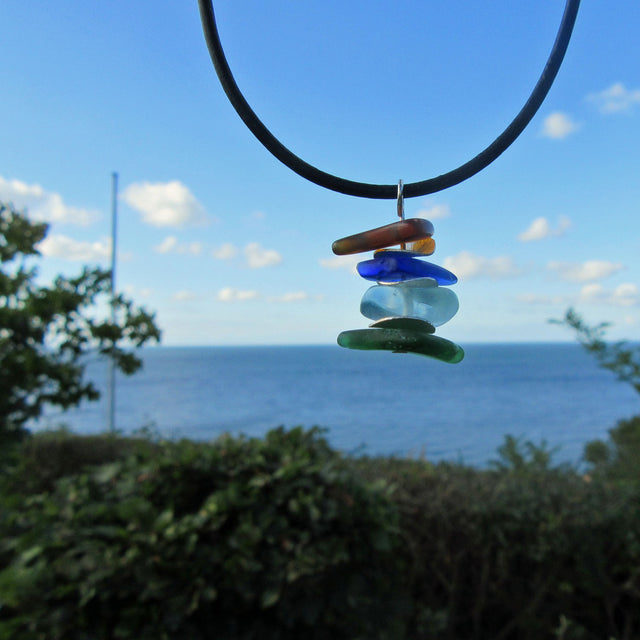 Anhänger aus Seeglas und gebürstetem Silber, Einzelstück