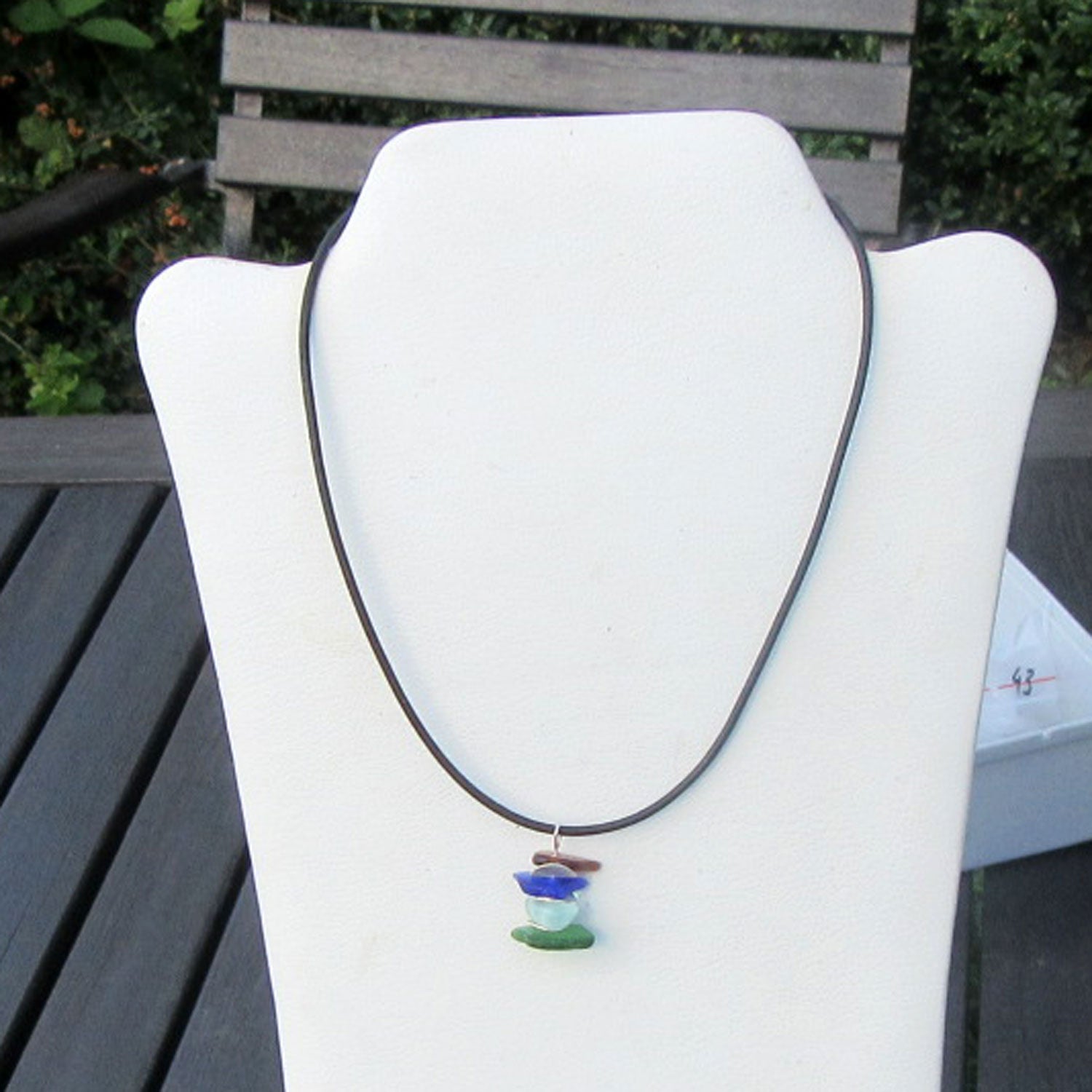 Anhänger aus Seeglas und gebürstetem Silber, Einzelstück