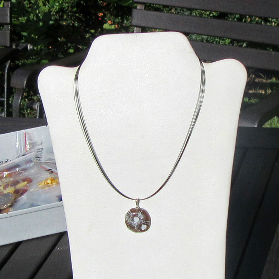 Versteinerte Seeigel-Unterseite, poliert, Silberöse, Unikat