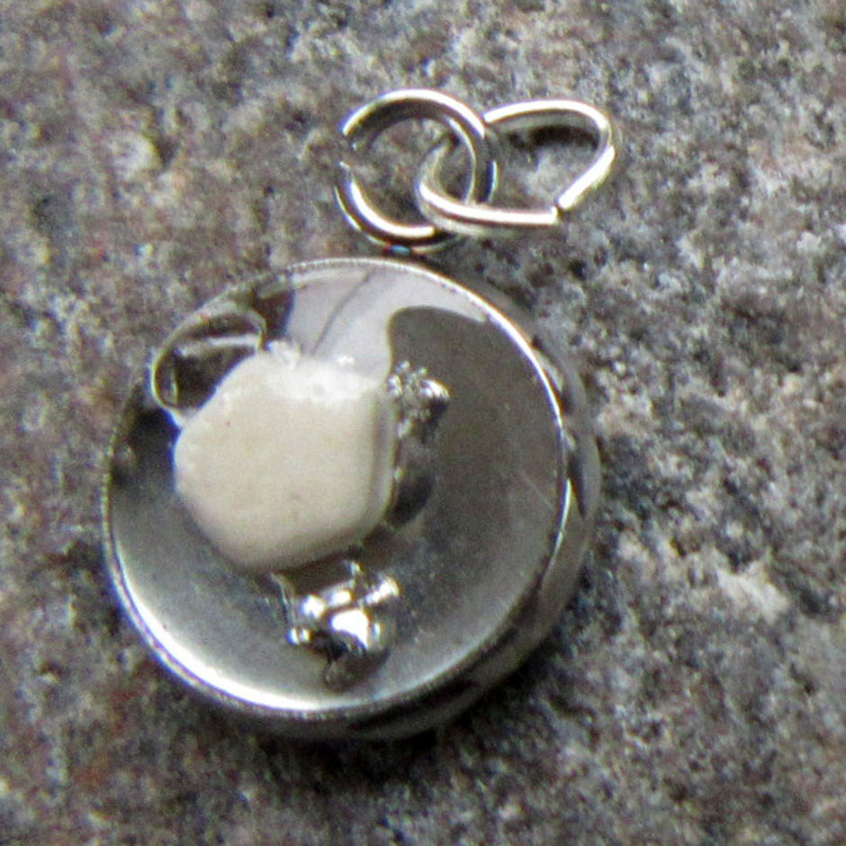 Runder Anhänger mit fossiler Seelilie aus Kunstharz