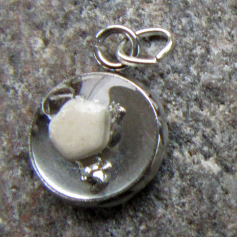 Runder Anhänger mit fossiler Seelilie aus Kunstharz