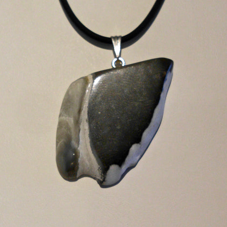 Versteinerte Dickmuschel Auster an Silberöse (925)