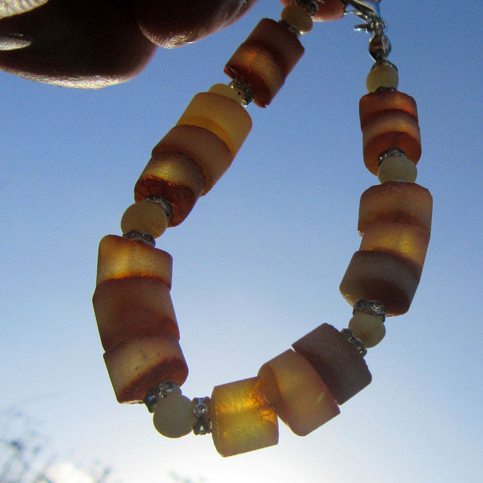 Einzelstück: Armband mit unpolierten Bernsteinscheiben