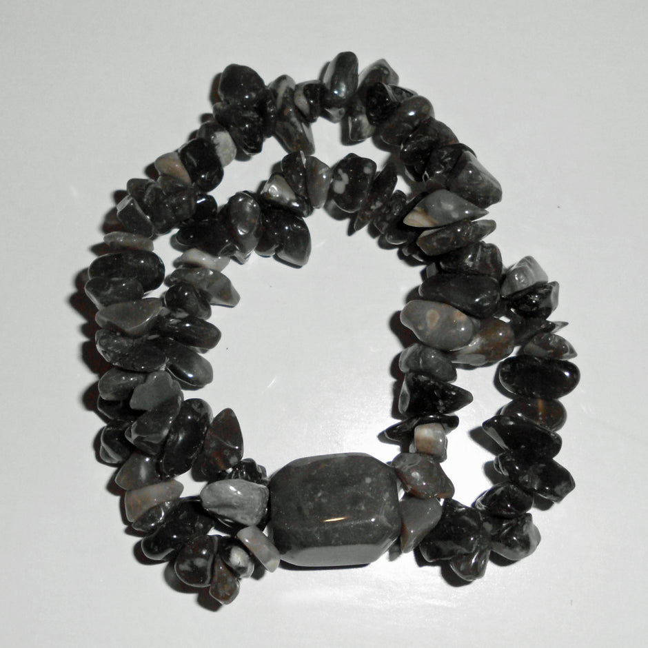 Splitterarmband aus Feuerstein mit Barockstein