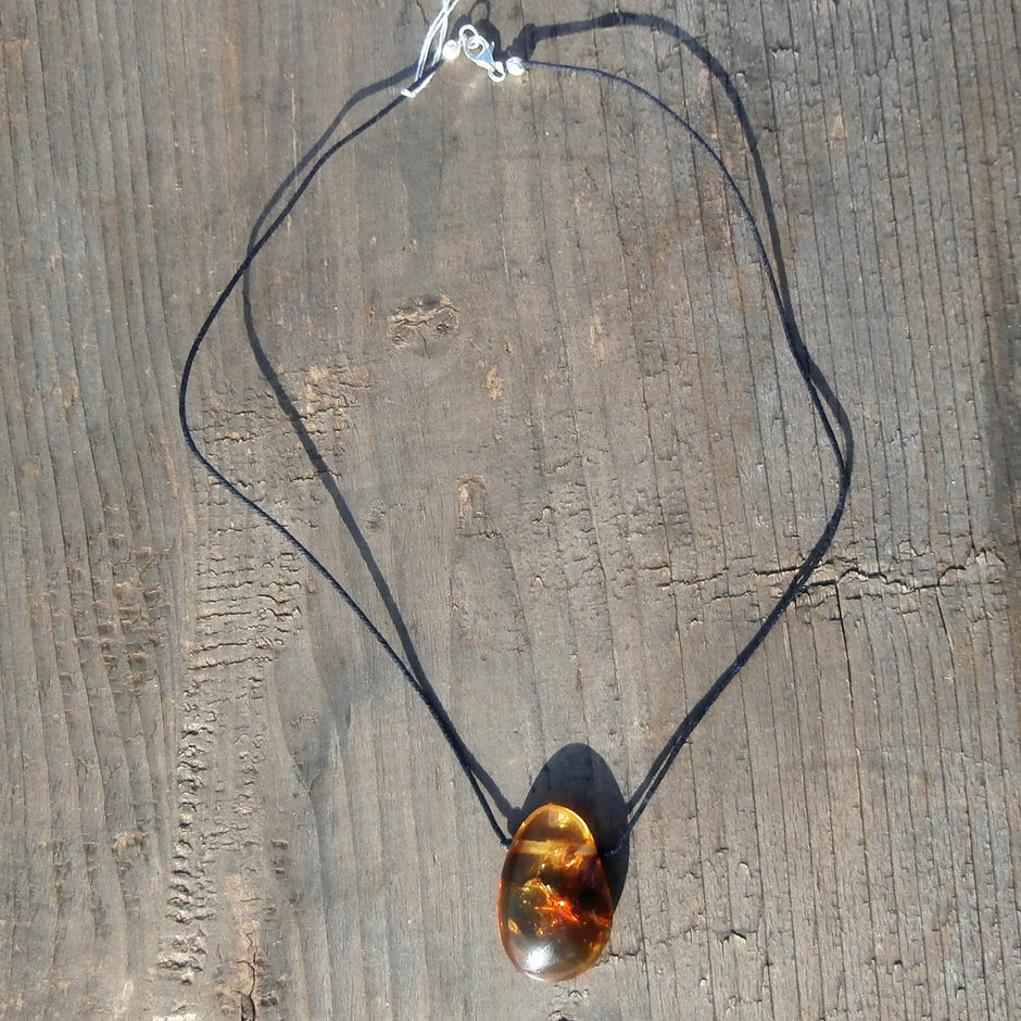 Collier aus poliertem Bernstein und Silber von Rügen