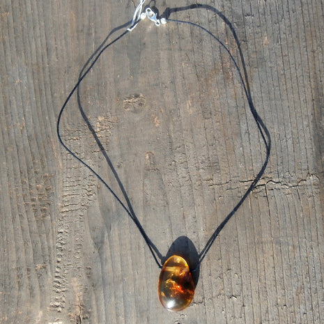 Collier aus poliertem Bernstein und Silber von Rügen