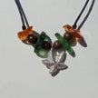 Collier aus grünem Seeglas, Bernstein und Silber-Seestern