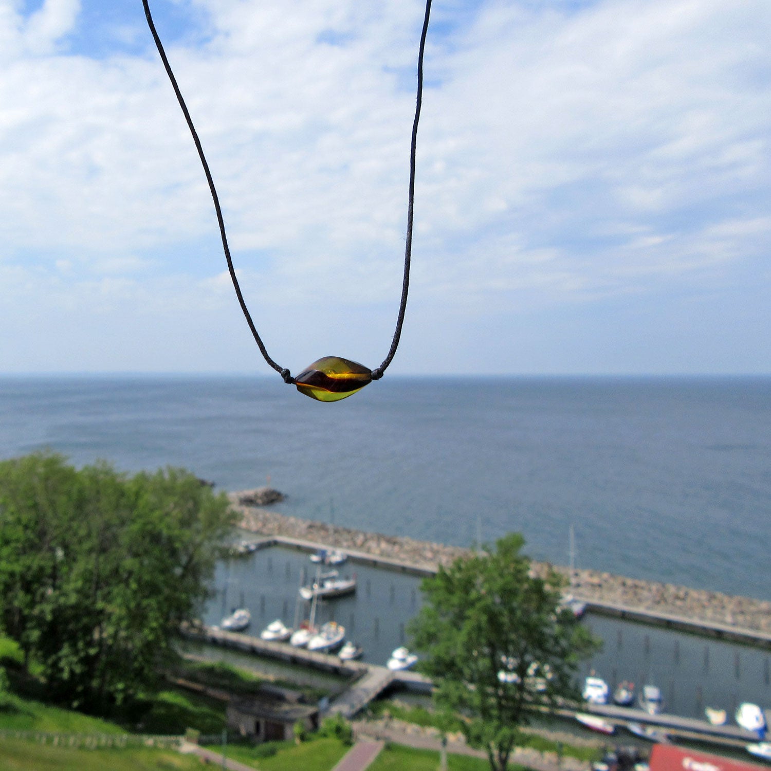 Bernstein Collier in Spiralform aus Silber 925, Unikat