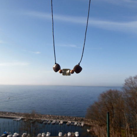Collier mit Feuerstein und Silberkissen, Unikat