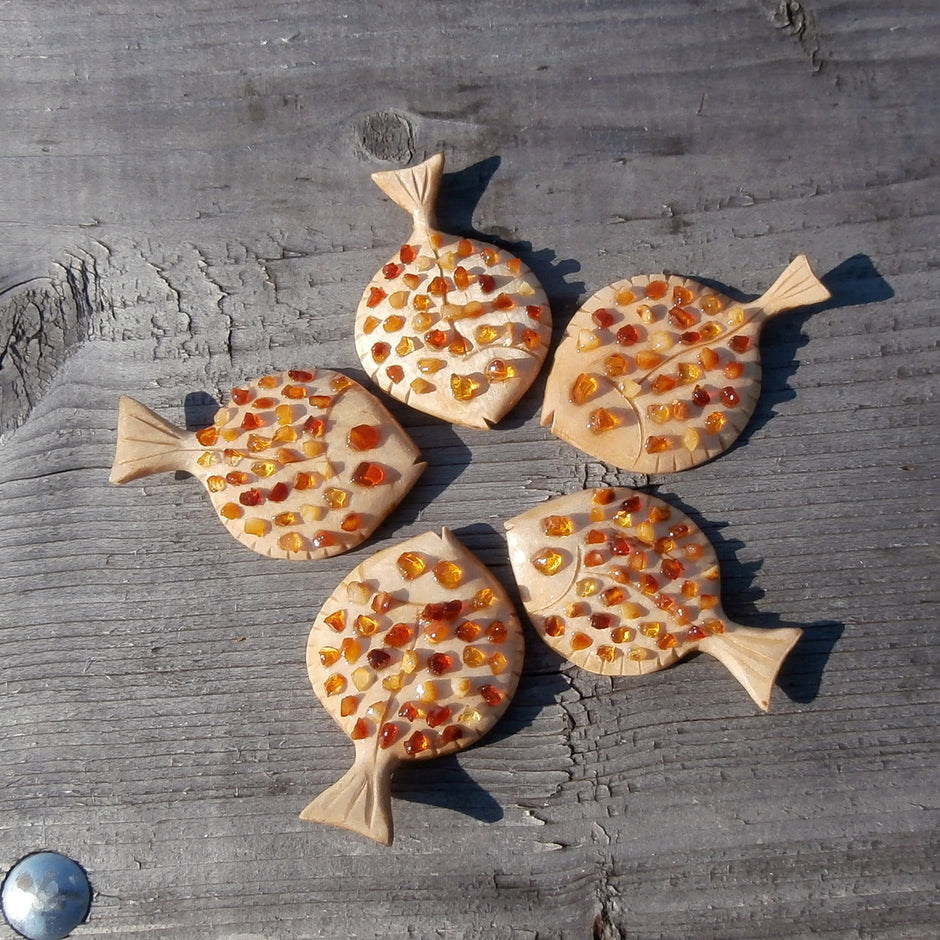 Steinbutt aus Holz und Bernstein, ein Unikat von Rügen