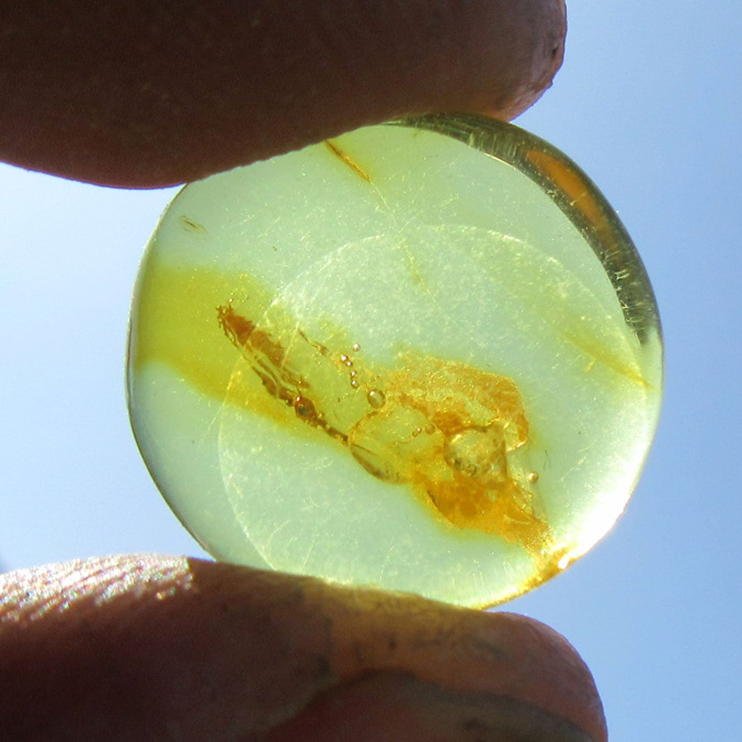 Sonnengelber Bernsteinplug fürs Ohr, handgeschliffen