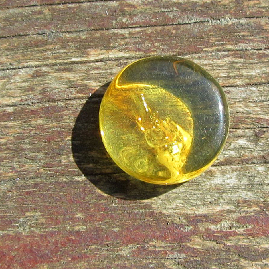 Sonnengelber Bernsteinplug fürs Ohr, handgeschliffen