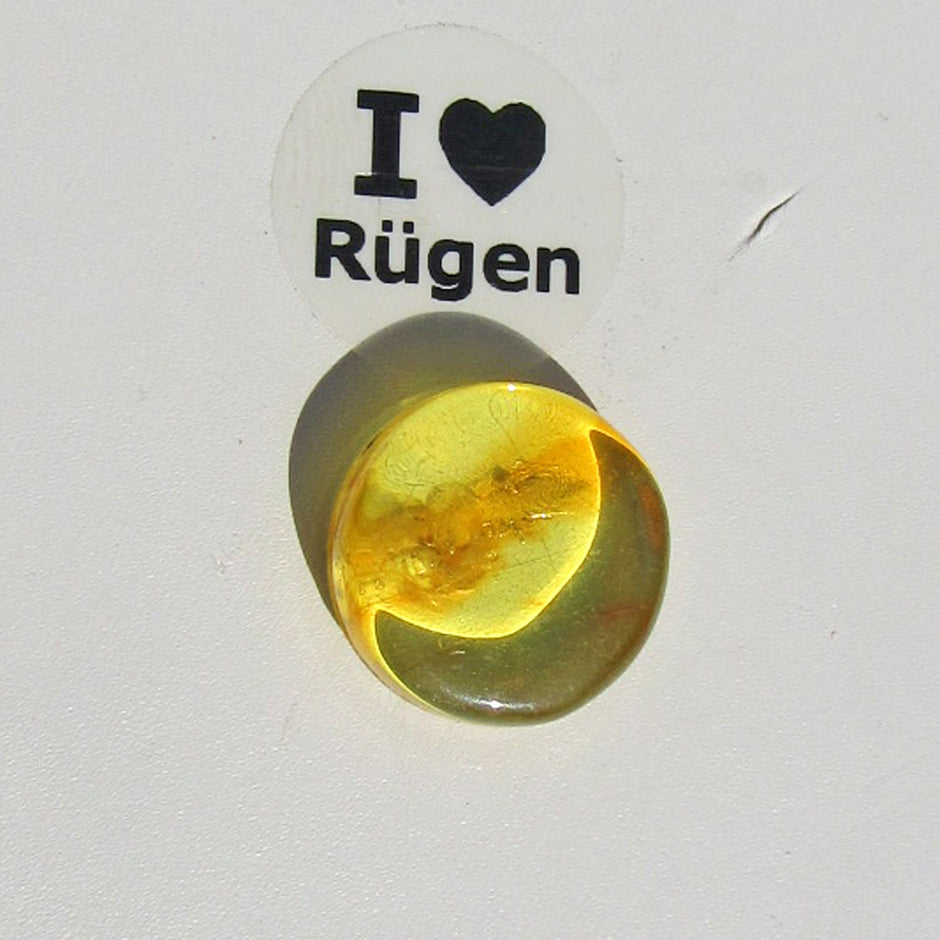 Sonnengelber Bernsteinplug fürs Ohr, handgeschliffen