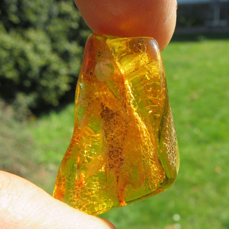 Poliertes Bernsteinstück von der Ostsee-Insel, gebohrt