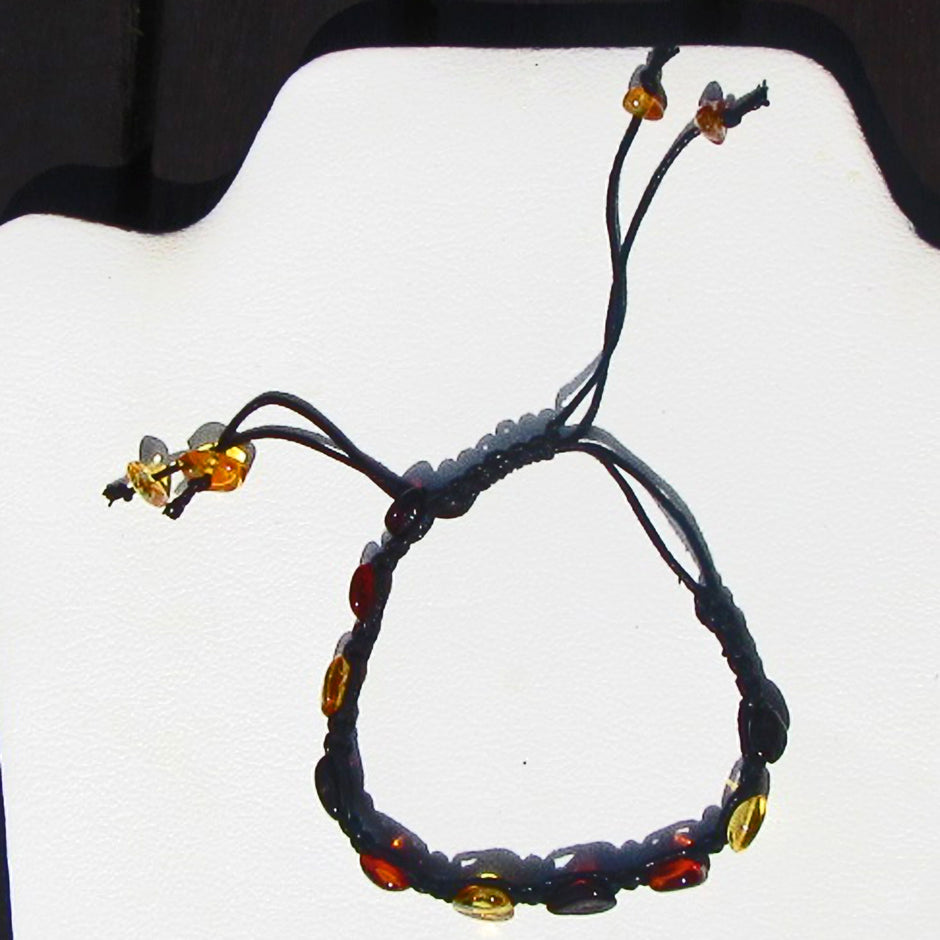 Verstellbares Armband aus buntem, poliertem Bernstein