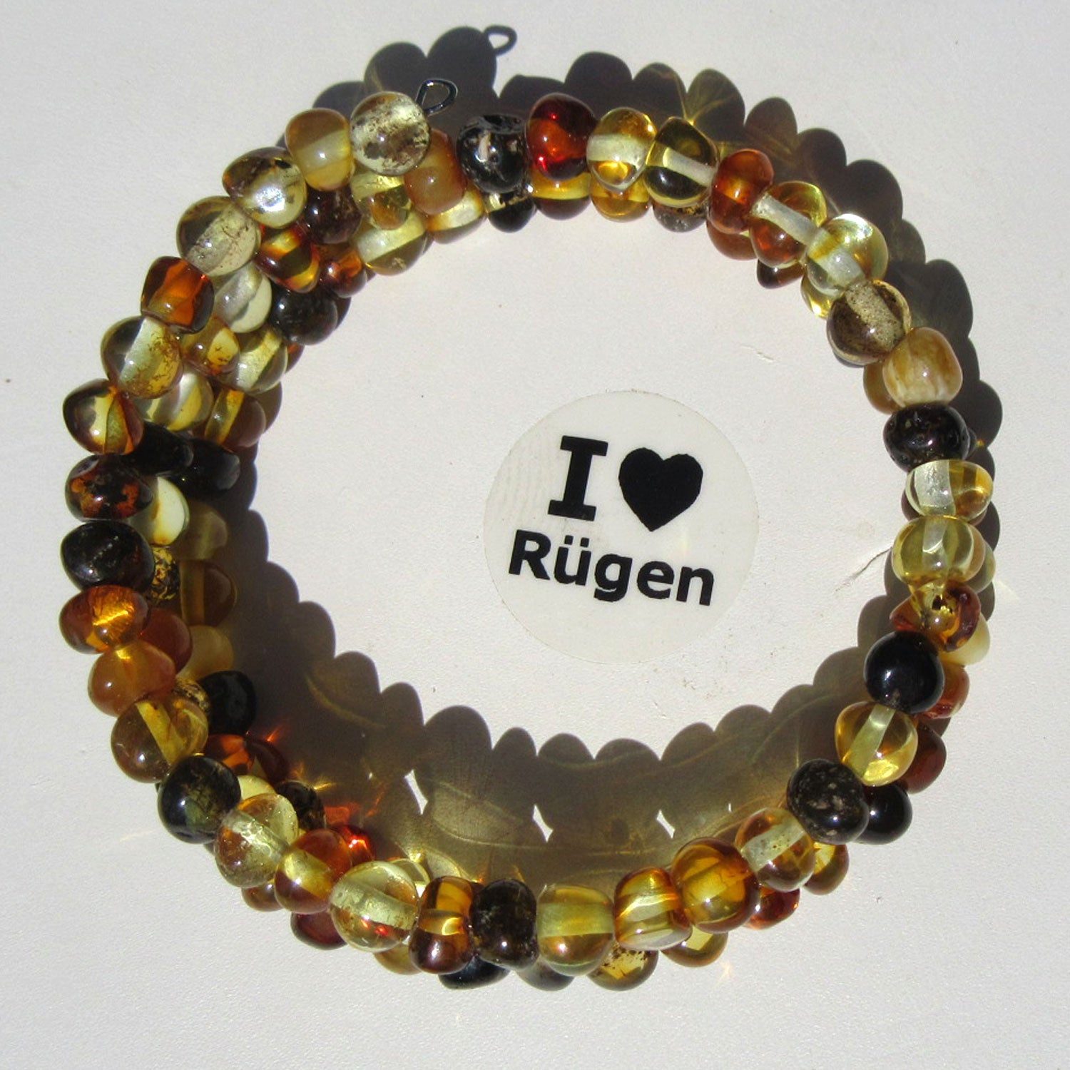 Flexibler Armreif aus poliertem Bernstein, Unikat