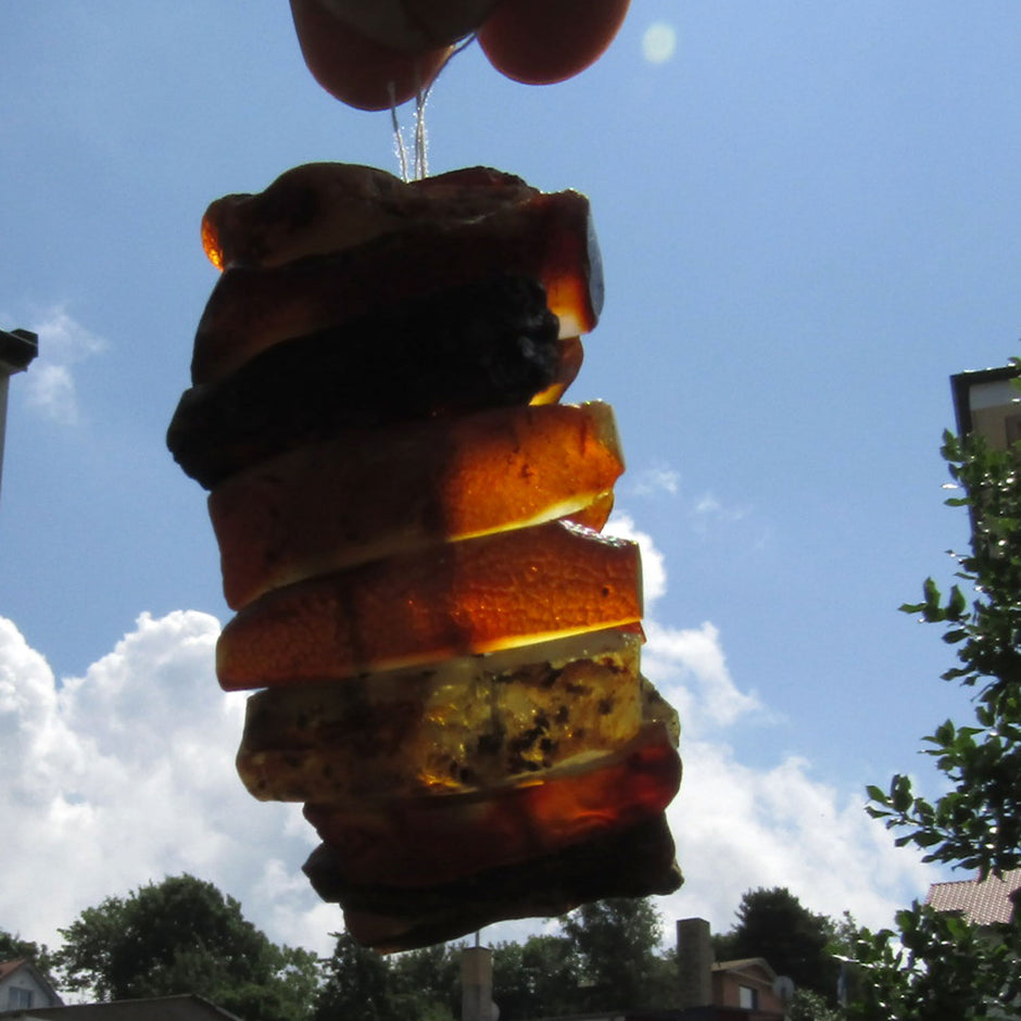 Rustikales Armband aus unpolierten Bernsteinen, Unikat