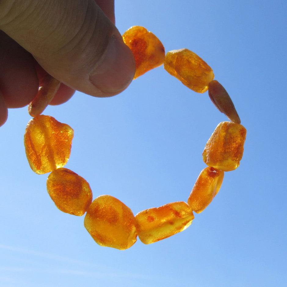 Einzelstück Bernsteinarmband aus unpolierten Steinen