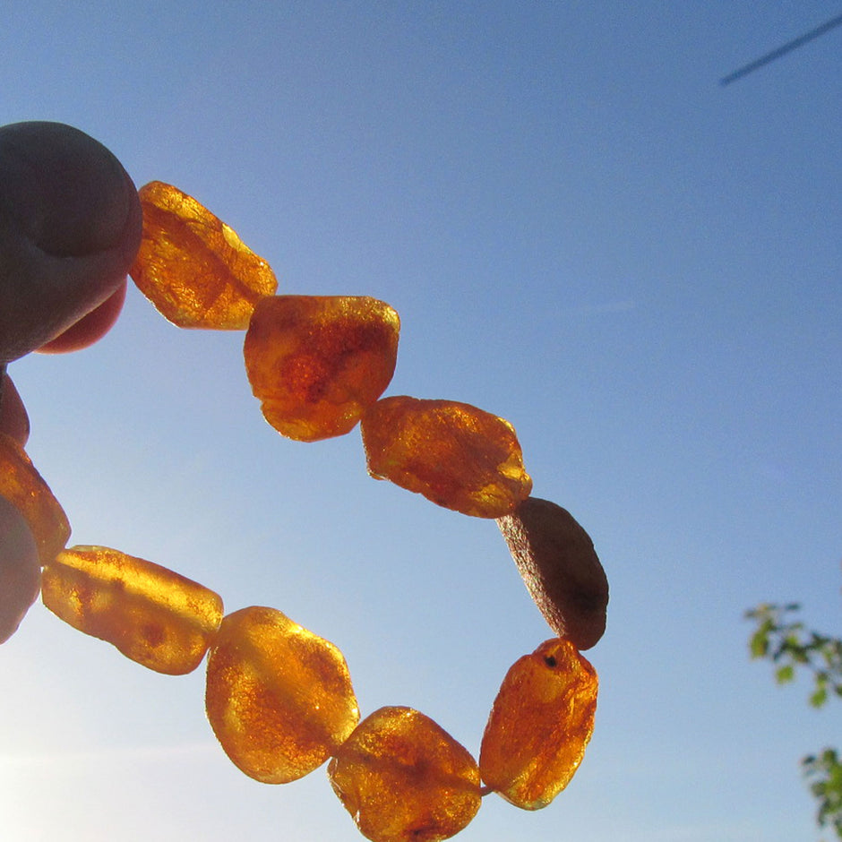 Einzelstück Bernsteinarmband aus unpolierten Steinen