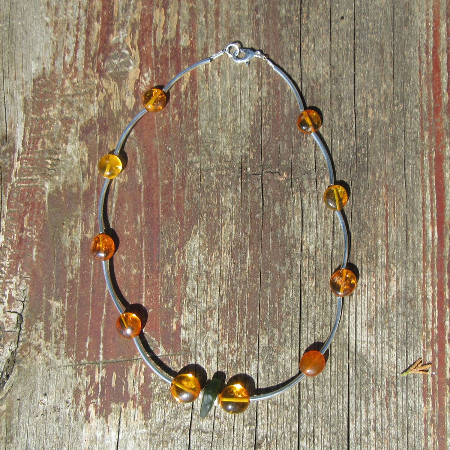 Edles Collier aus Bernstein und Silber, Unikat