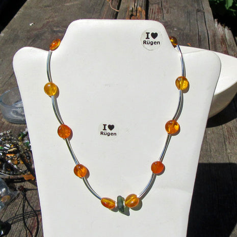 Edles Collier aus Bernstein und Silber, Unikat