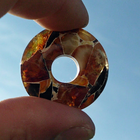Bernsteindonut aus Mosaikbernstein, handgefertigtes Unikat