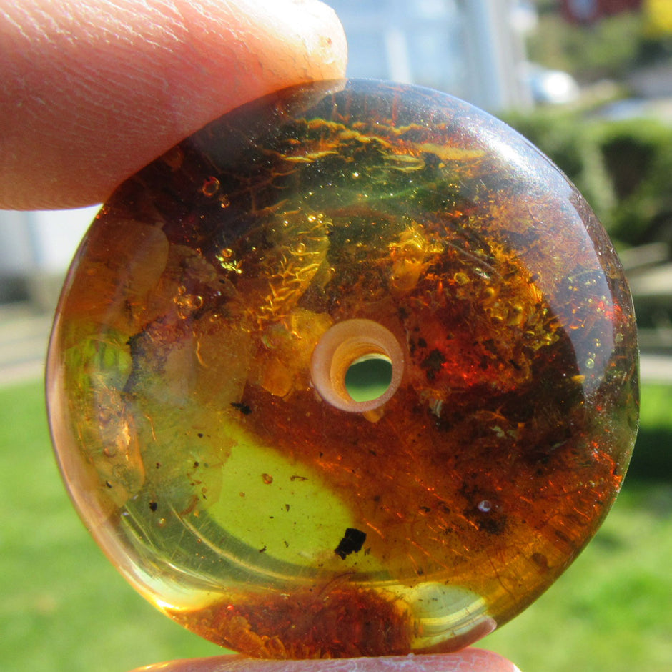 Bernsteindonut, poliert, mit Einschlüssen, Unikat