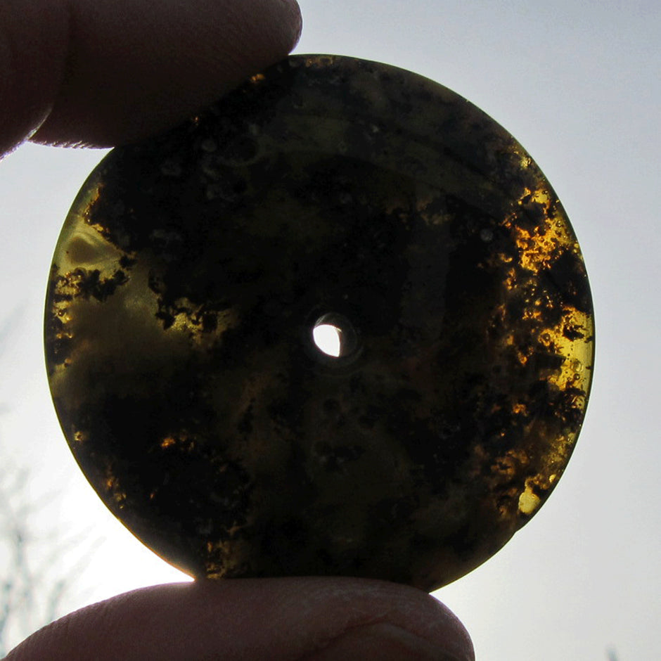 Dunkler Bernsteindonut, poliert, Unikat