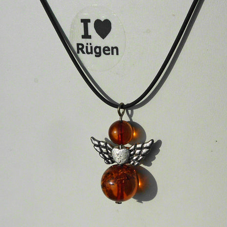 Bernsteinengel mit Silberflügeln, einzigartig und schützend