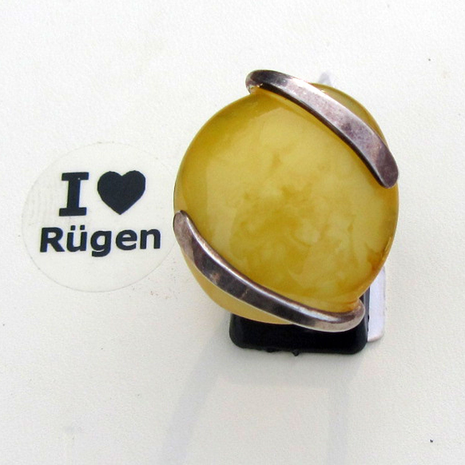 Einzigartiger Fingerring aus Silber und Bernstein butterscotch