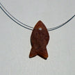 Drahtcollier mit Bernsteinfisch und Silberperle, Unikat