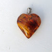 Großes Bernsteinherz mit Einschlüssen, 925 Silber