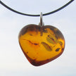Kognacfarbenes Bernsteinherz aus 925er Silber, Unikat