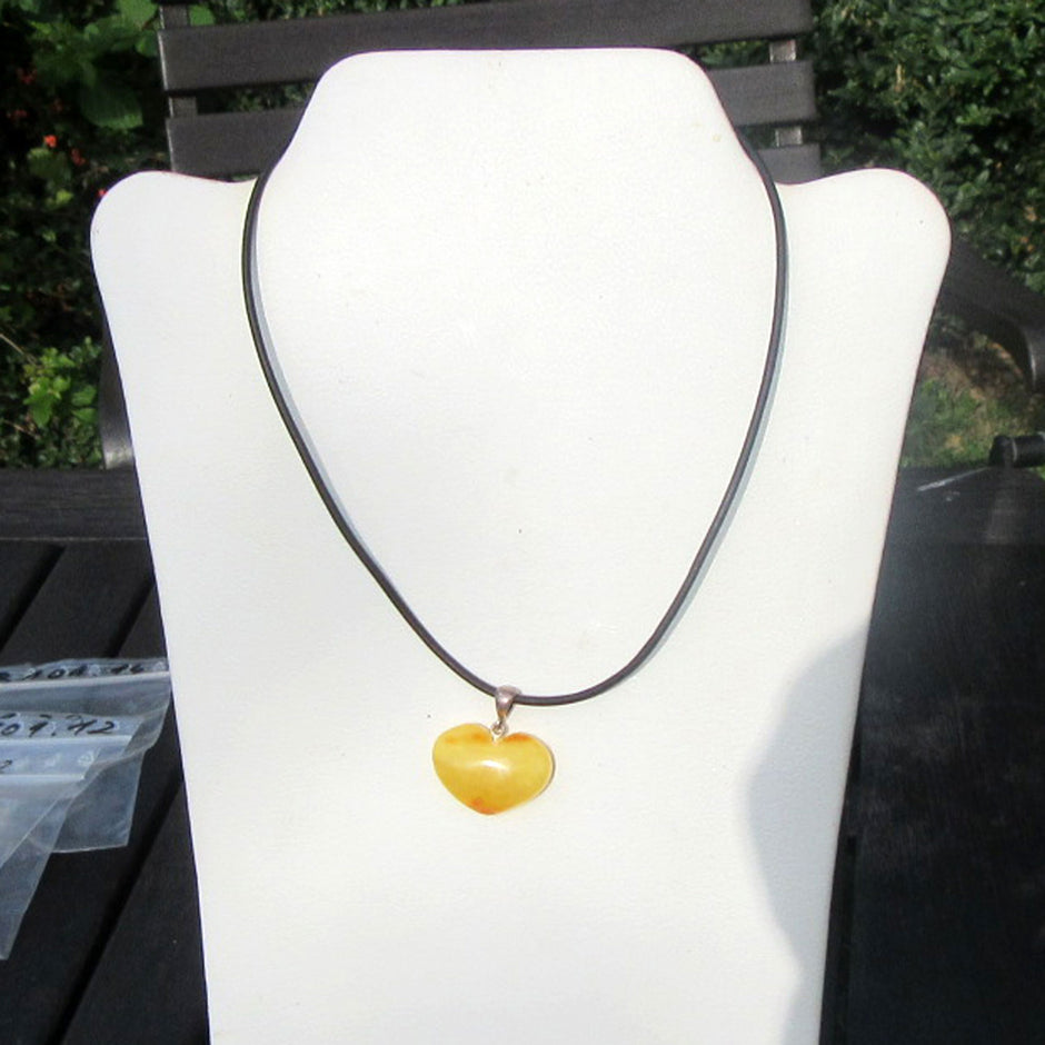 Bernsteinherz in Butterscotch, 925er Silberfassung